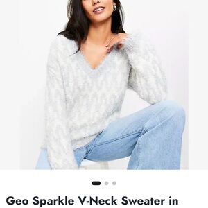 LOFT White V-Neck Sweater